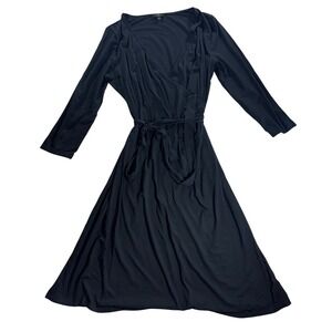 Talbots Petites Black Wrap Dress Long Sleeve Tie‎ Waist Career Casual LP